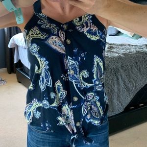 Paisley tank with buttons